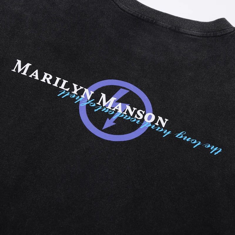 Marilyn Manson Washed & Oversized Loose Tshirt - Grand Goldman
