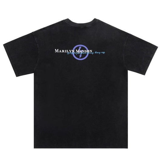 Marilyn Manson Washed & Oversized Loose Tshirt - Grand Goldman