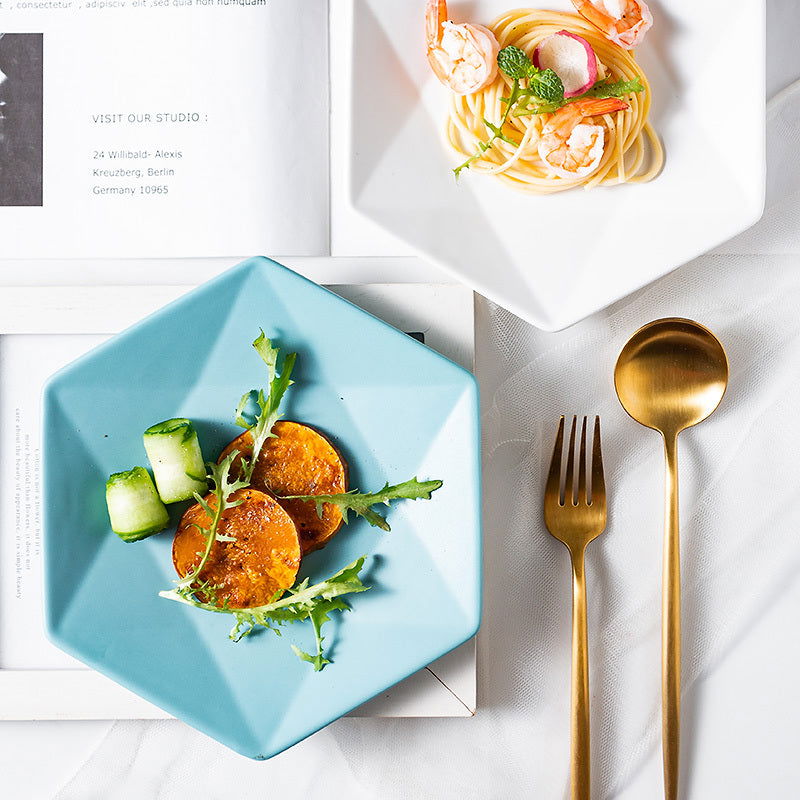 Matte Creative Ceramic Plate Western Dinner Plate - Grand Goldman