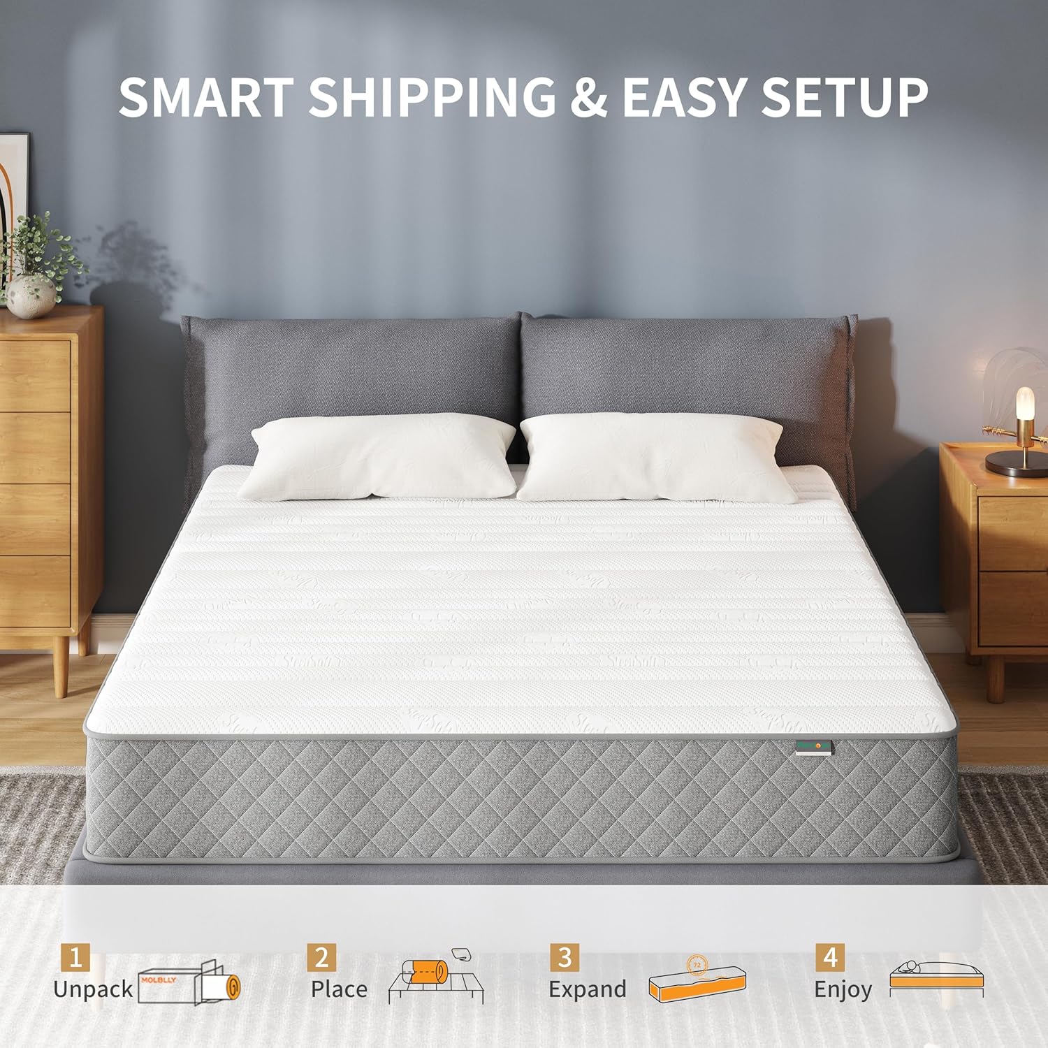 Mattress Double Mattress, 10 Inch Hybrid Memory Foam Firm Full Size Mattress with Hybrid Full Bed Mattress in a Box Pressure Relief & Supportive Full Size Mattress - Grand Goldman
