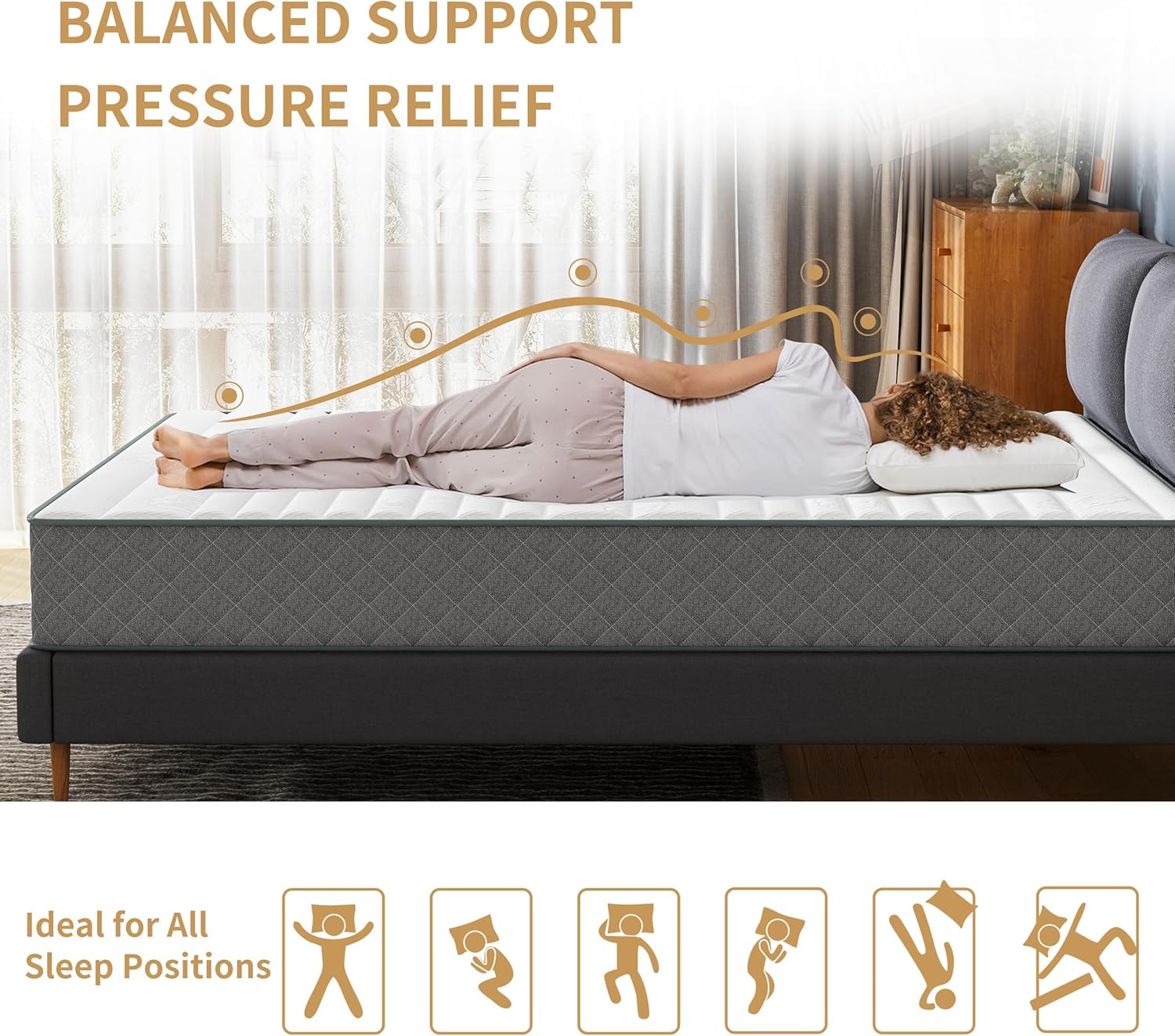 Mattress Double Mattress, 10 Inch Hybrid Memory Foam Firm Full Size Mattress with Hybrid Full Bed Mattress in a Box Pressure Relief & Supportive Full Size Mattress - Grand Goldman