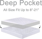 Mattress Topper Queen for Back Pain, Extra Thick Mattress Pad Cover, Plush Pillow Top, Deep Elastic Pocket, White - Grand Goldman