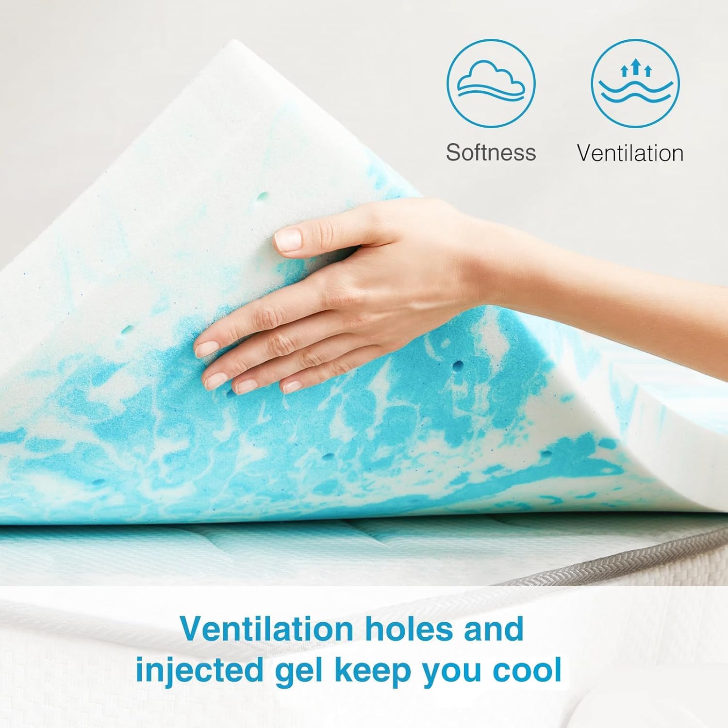 Mattress Topper, Twin Size Cooling Memory Foam Bed Toppers, 2 Inch Soft Mattress Pads for Sleeper Sofa, RV, Camper, CertiPUR-US Certified - Grand Goldman