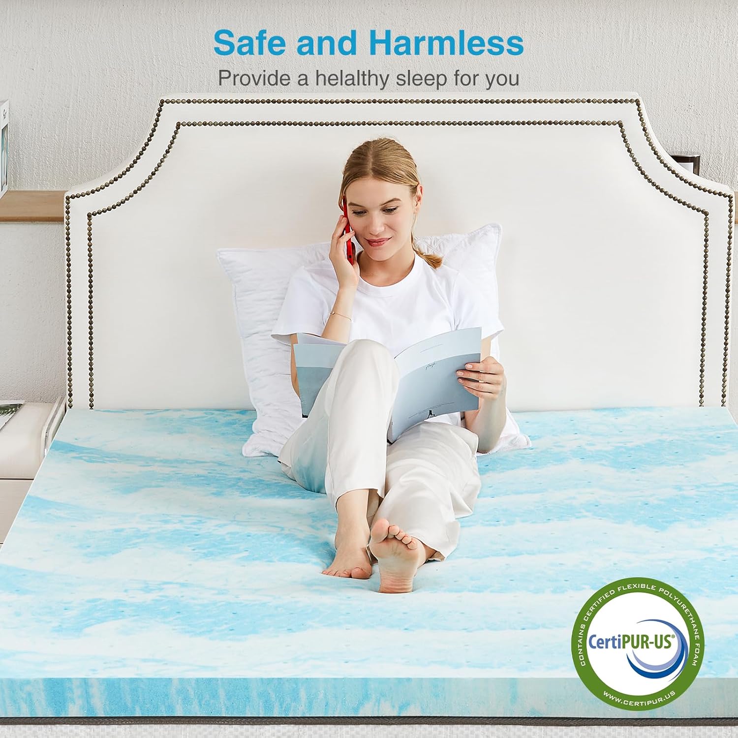 Mattress Topper, Twin Size Cooling Memory Foam Bed Toppers, 2 Inch Soft Mattress Pads for Sleeper Sofa, RV, Camper, CertiPUR-US Certified - Grand Goldman