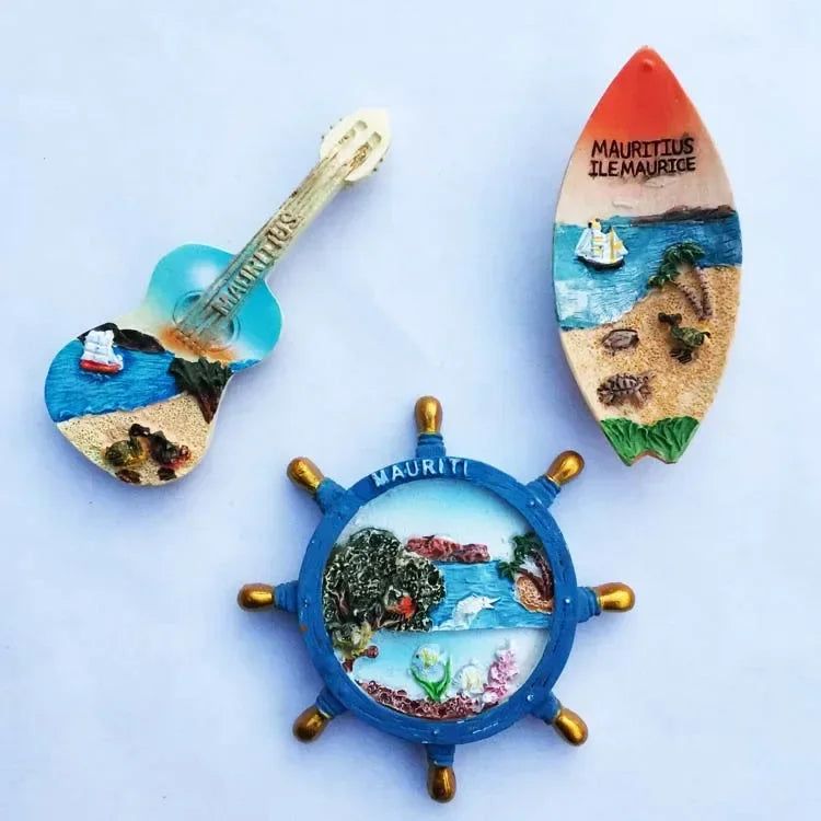Mauritius Fridge Magnets Tourist Souvenirs 3d Resin  Refrigerator Stickers Mauritius Boat Rudder Magnetic Stickers Home Decor - Grand Goldman