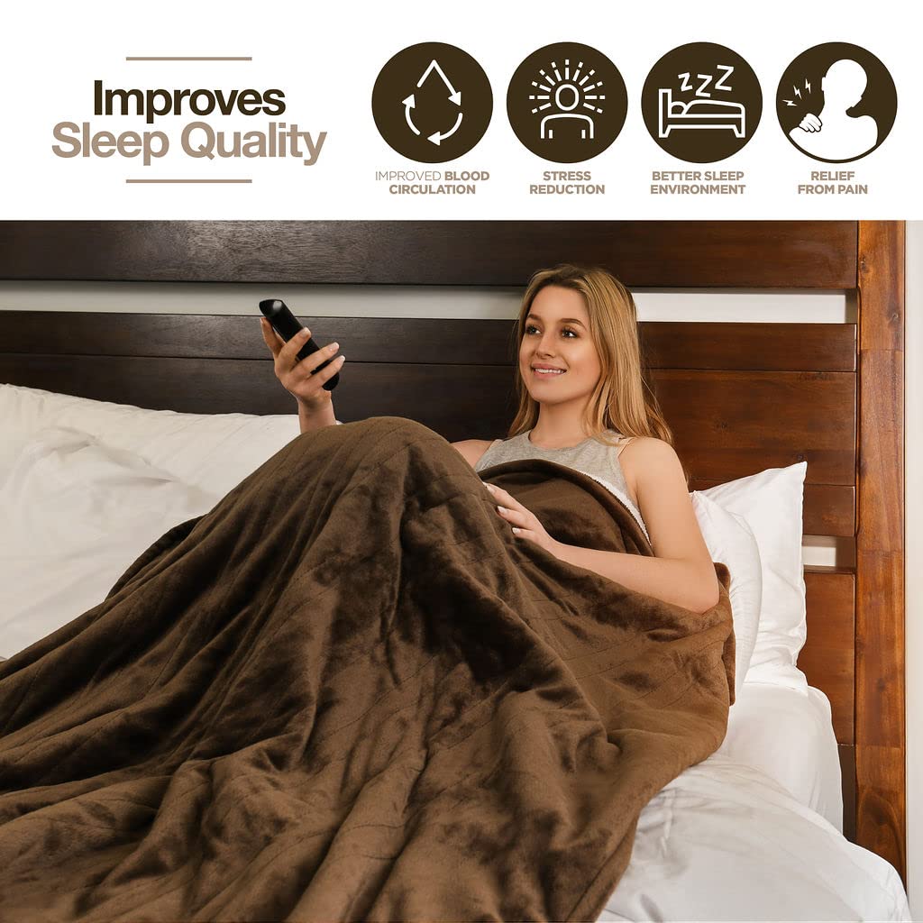 Medical king Heated Blanket, Machine Washable Extremely Soft & Comfortable Electric Blanket Throw Fast Heating with Hand Controller 10 Heating Settings & auto Shut-Off (Gray, 50 x 60) - Grand Goldman