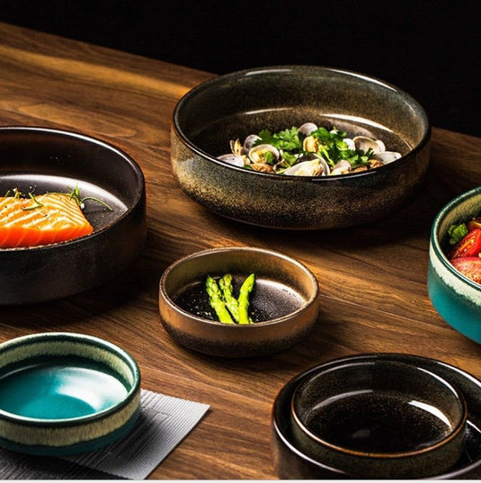 Medieval Japanese Ceramic Dishes Set Household Tableware - Grand Goldman