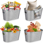 Medium Size 5-Quart Galvanized Metal Tin Tub for Beverages, Beer Bottles, Planters and Décor - Lightweight and Durable - 12x8x6.5 inches (Pack of 2) - Grand Goldman