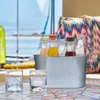 Medium Size 5-Quart Galvanized Metal Tin Tub for Beverages, Beer Bottles, Planters and Décor - Lightweight and Durable - 12x8x6.5 inches (Pack of 2) - Grand Goldman