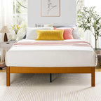 Mellow Asher 14 Inch Bamboo Wood Bed with Wooden Slats, No Box Spring Needed, Easy Assembly, Queen, Coffee Platform - Grand Goldman