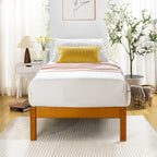 Mellow Asher 14 Inch Bamboo Wood Bed with Wooden Slats, No Box Spring Needed, Easy Assembly, Queen, Coffee Platform - Grand Goldman