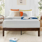 Mellow Asher 14 Inch Bamboo Wood Bed with Wooden Slats, No Box Spring Needed, Easy Assembly, Queen, Coffee Platform - Grand Goldman