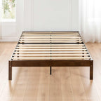 Mellow Asher 14 Inch Bamboo Wood Bed with Wooden Slats, No Box Spring Needed, Easy Assembly, Queen, Coffee Platform - Grand Goldman