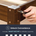 Mellow Asher 14 Inch Bamboo Wood Bed with Wooden Slats, No Box Spring Needed, Easy Assembly, Queen, Coffee Platform - Grand Goldman