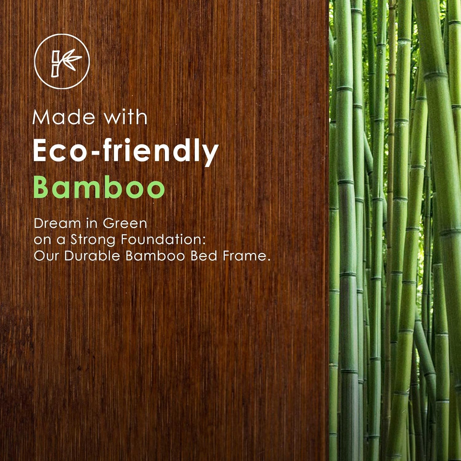 Mellow Asher 14 Inch Bamboo Wood Bed with Wooden Slats, No Box Spring Needed, Easy Assembly, Queen, Coffee Platform - Grand Goldman