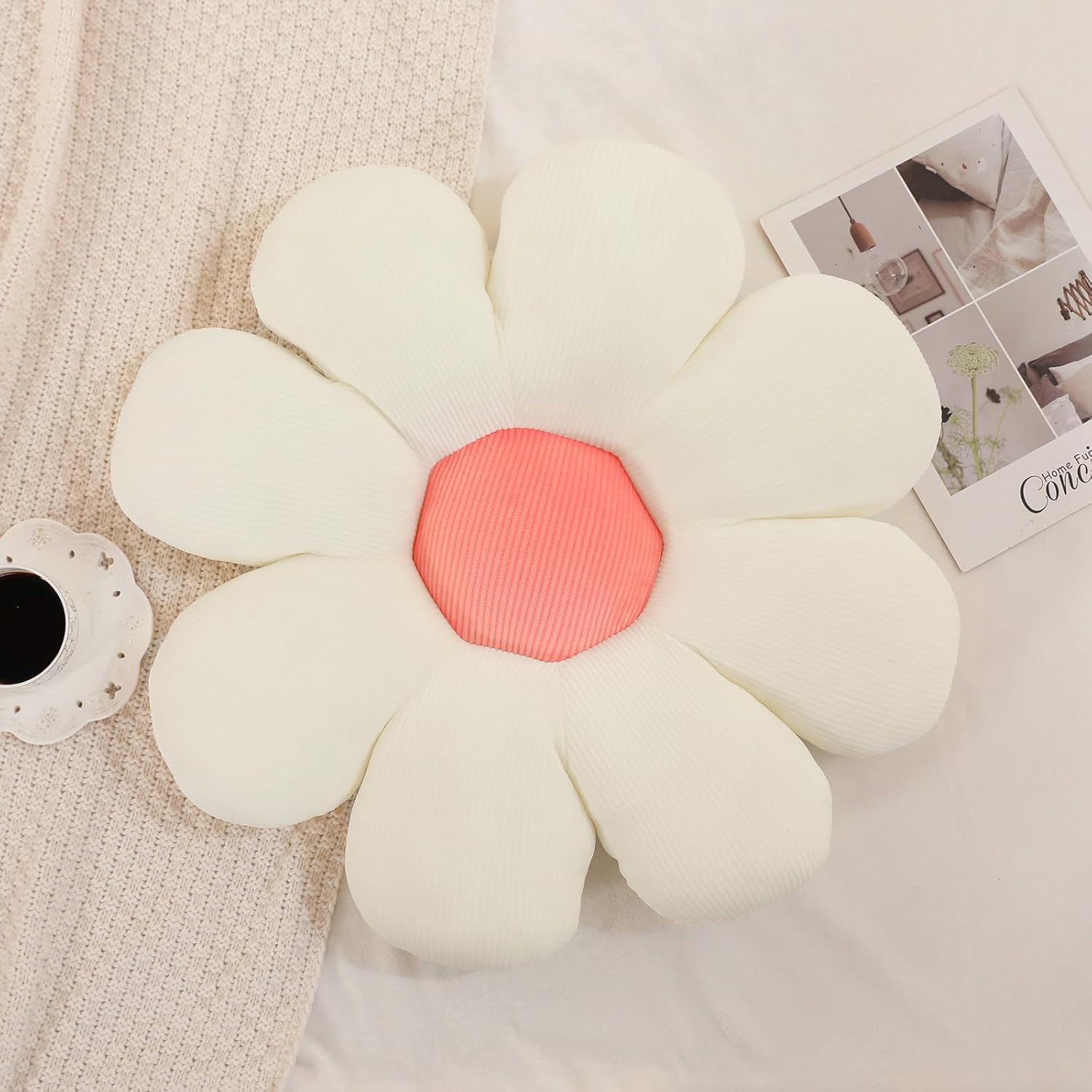 Menoeceus Flower Pillow, Pink Flower Shaped Throw Pillow, Cute Decorative Pillow for Room, Floor Pillow, Aesthetic Pillows for Bed Couch Chair, 15.7" - Grand Goldman