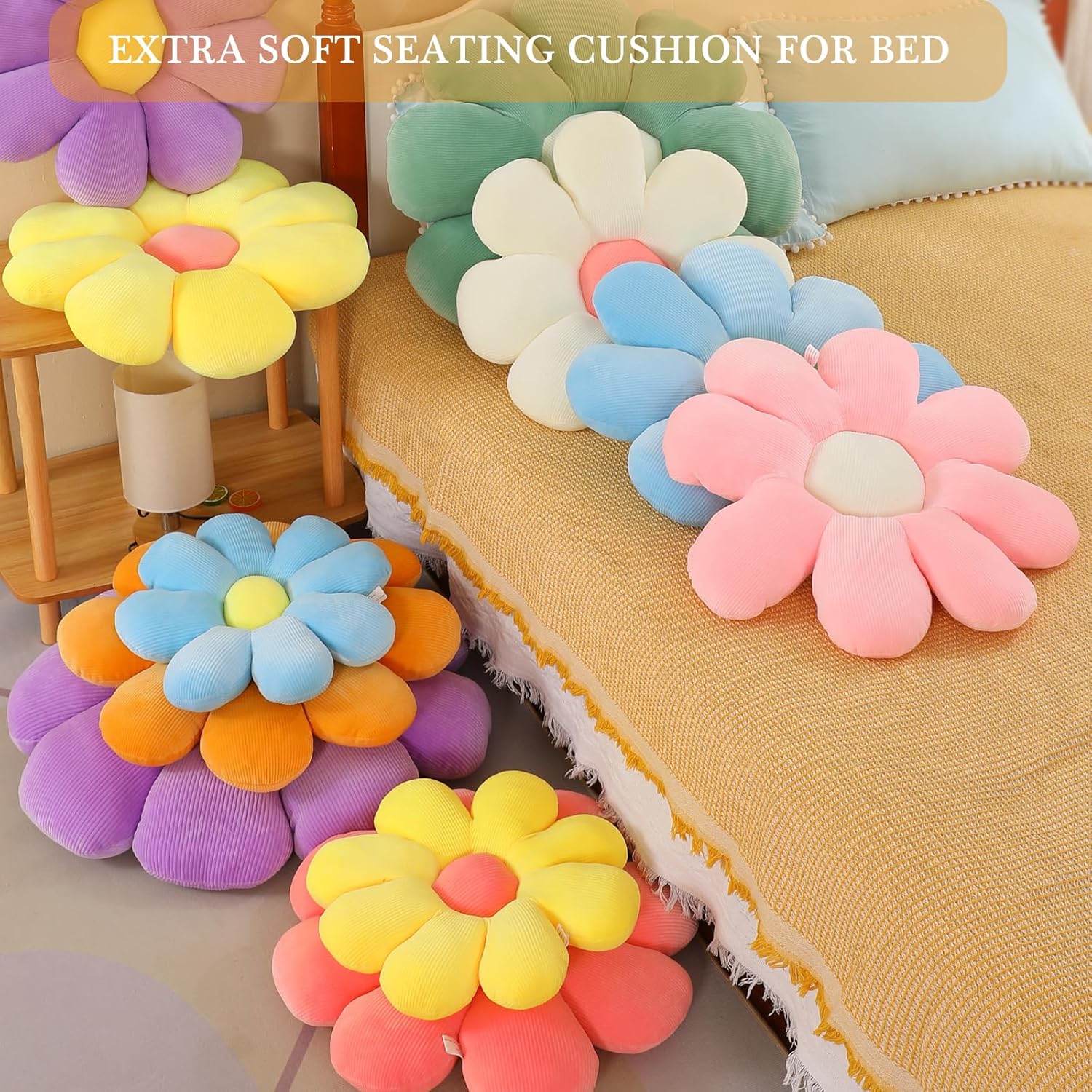 Menoeceus Flower Pillow, Pink Flower Shaped Throw Pillow, Cute Decorative Pillow for Room, Floor Pillow, Aesthetic Pillows for Bed Couch Chair, 15.7" - Grand Goldman