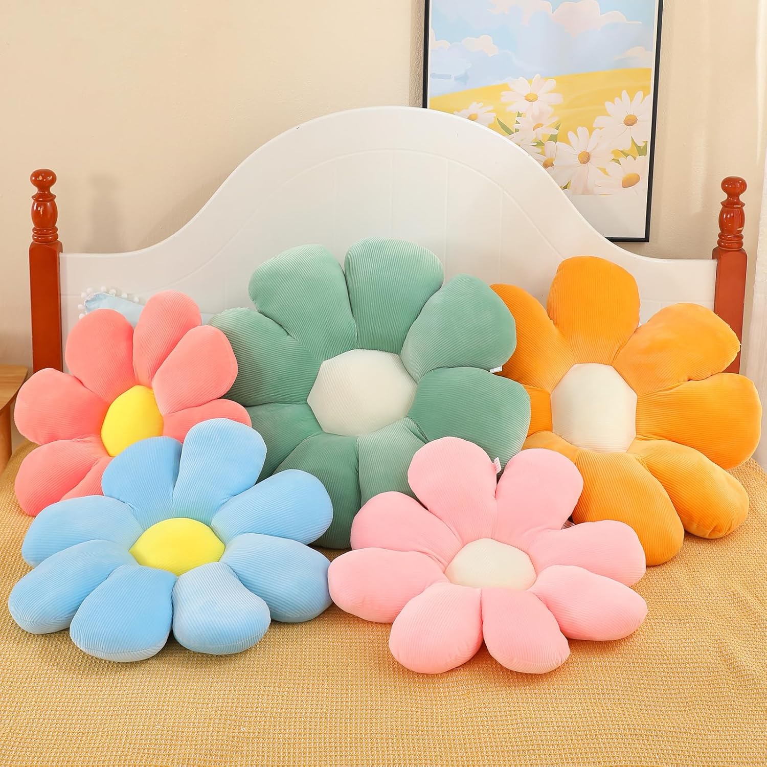 Menoeceus Flower Pillow, Pink Flower Shaped Throw Pillow, Cute Decorative Pillow for Room, Floor Pillow, Aesthetic Pillows for Bed Couch Chair, 15.7" - Grand Goldman