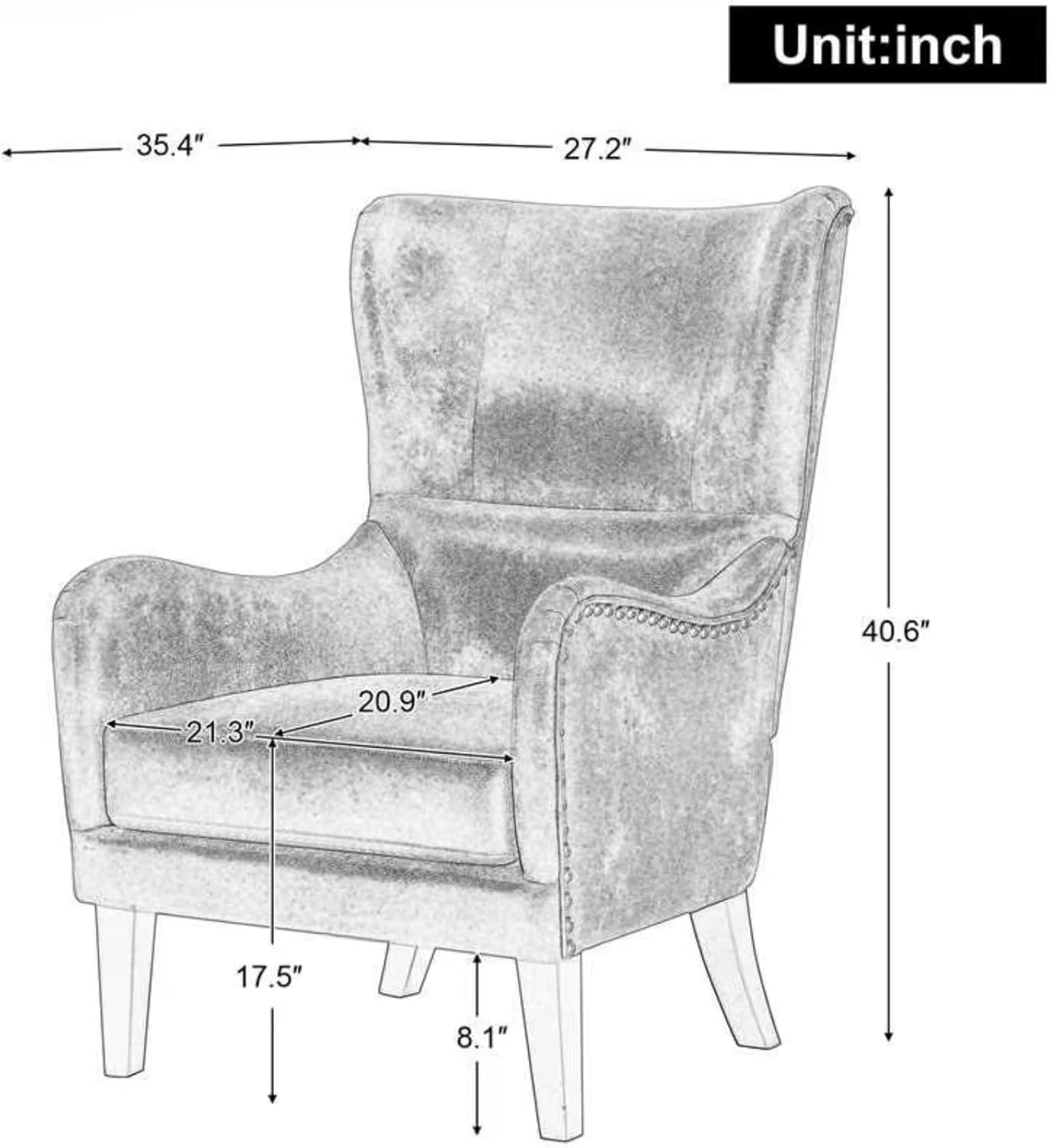 Merax 2Pcs Club Accent Upholstered Wingback Chair with High-Back, Mid-Century Modern Arm Reading Lounge Lazy Side Sofa Seating for Living Room, Corner, Bedroom, Dorm, Retro Cowboy, Brown - Grand Goldman