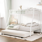 Merax Triple Bunk Beds, Twin Over Full Bunk Bed with Trundle,Sturdy Steel Bunk Beds Frame for 3 Kids/Teens with Two Side Ladders and Safety Guard Rail,White Color - Grand Goldman