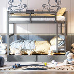 Merax Wood Bunk Bed with Drawers,Convertible Wood Bunk Bed with Ladders and Two Storage Drawers,Solid Wood Detachable Bunk Bed Frame with Ladders,Full Over Full,Grey - Grand Goldman