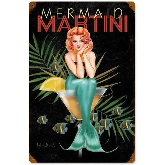 Mermaid Retro Metal Tin Signs What a Wonderful World Aluminum Sign Vintage Wall Decor Retro Poster for Bars Restaurants Cafes - Grand Goldman