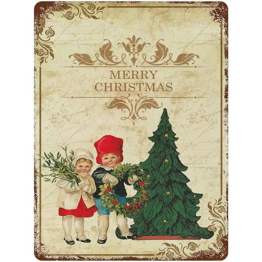 Merry Christmas Santa Claus reindeer Metal Tin Signs Posters Plate Wall Decor for Home Bar Garage Cafe Club Retro Posters Plaque - Grand Goldman