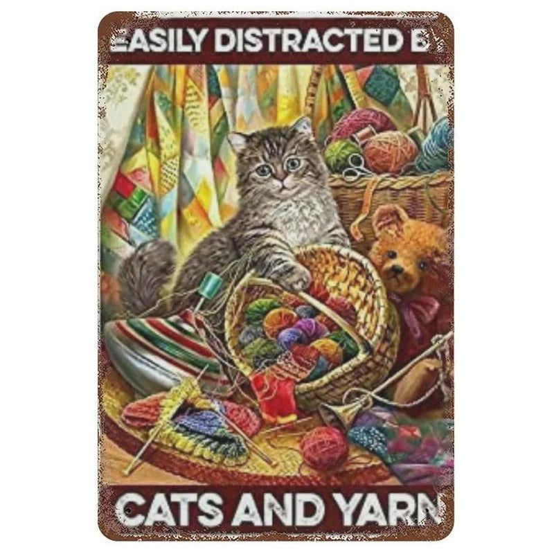 Metal Tin Signs Not Just a Cat He is Family Cat Lovers Gift Vintage Plaque Metal Man Cave Bar Pub Club Cafe Home Wall Decoration - Grand Goldman