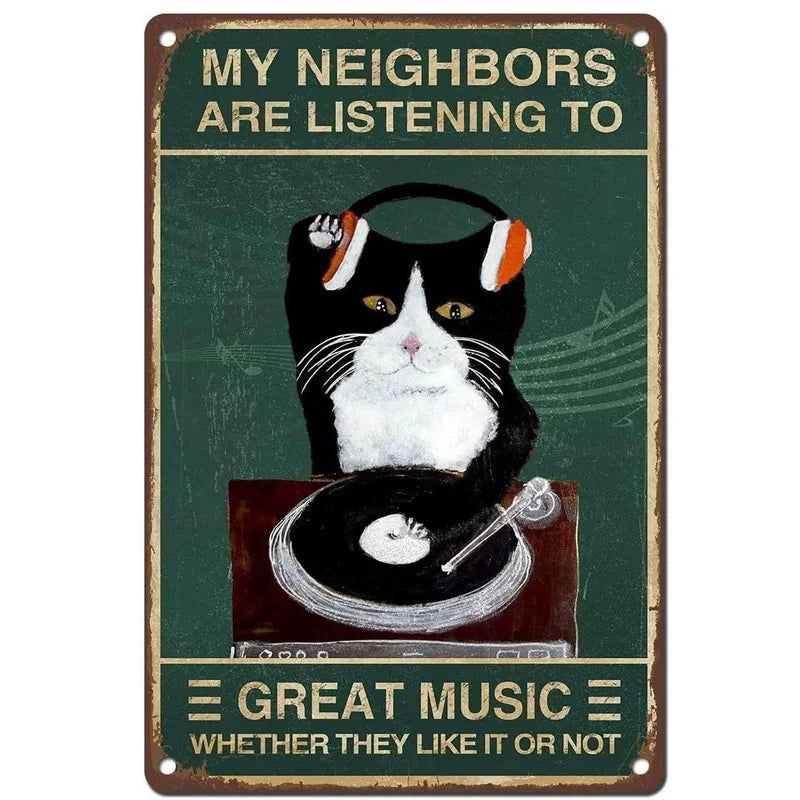 Metal Tin Signs Not Just a Cat He is Family Cat Lovers Gift Vintage Plaque Metal Man Cave Bar Pub Club Cafe Home Wall Decoration - Grand Goldman