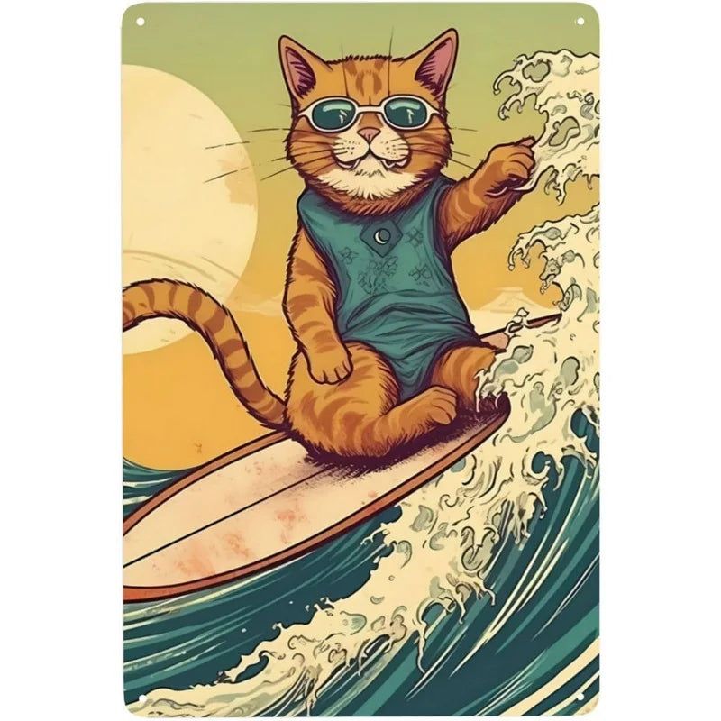 Metal Tin Signs Not Just a Cat He is Family Cat Lovers Gift Vintage Plaque Metal Man Cave Bar Pub Club Cafe Home Wall Decoration - Grand Goldman