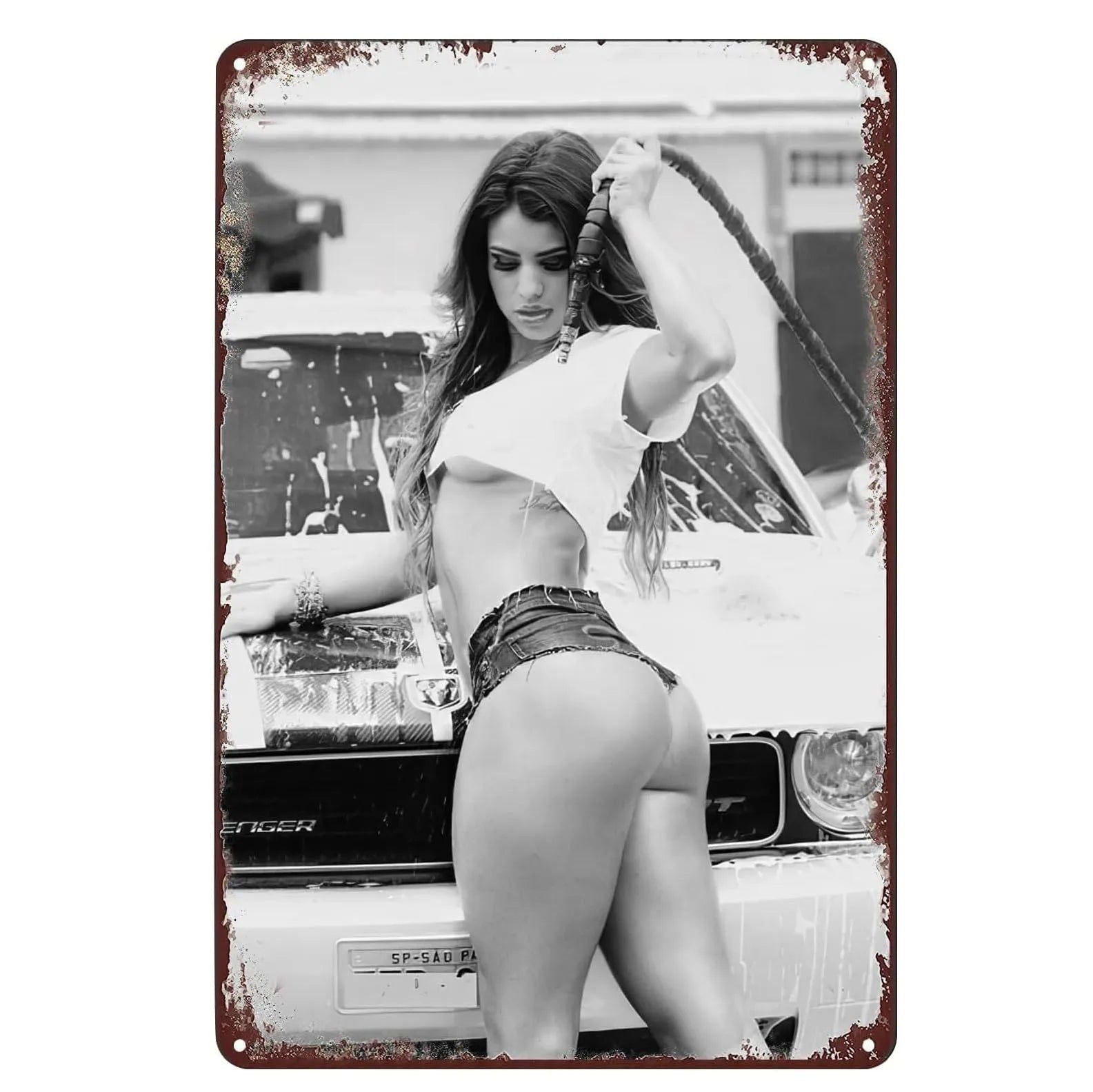 Metal Tin Signs Pin Up Girls Woman Car Sexy Girl Vintage Funny Art Wall Decorations for Home Man Cave Garage Cafe Bars Clubs - Grand Goldman