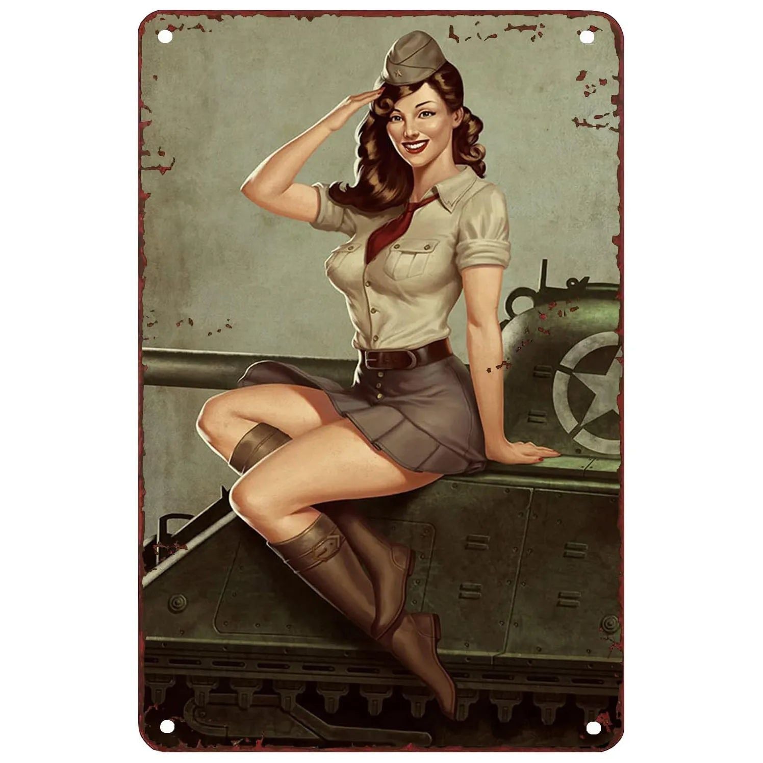 Metal Tin Signs Pin Up Girls Woman Car Sexy Girl Vintage Funny Art Wall Decorations for Home Man Cave Garage Cafe Bars Clubs - Grand Goldman
