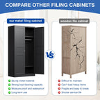 Metal Armoire Wardrobe Closet with 2 Doors 72'' Wardrobe Cabinet with Hanging Rail Metal Closet with Adjustable Shelves for Bedroom Require Assembly (Black, 72inch) - Grand Goldman