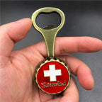 Metal Bottle Opener Refrigerator Magnets Switzerland, UK, France - Grand Goldman