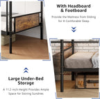 Metal Bunk Bed Twin Over Twin, Industrial Bunkbeds with Heavy Duty Bed with Safety Guard Rails and Space-Saving Design, Steel Bed for School, Bedroom (Vintage Brown) - Grand Goldman
