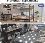 Metal Bunk Bed Twin Over Twin, Industrial Bunkbeds with Heavy Duty Bed with Safety Guard Rails and Space-Saving Design, Steel Bed for School, Bedroom (Vintage Brown) - Grand Goldman