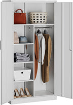 Metal Wardrobe Cabinet,Armoire Wardrobe Closet with doors,Black Metal Clothing Storage Cabinet with Adjustable Shelves and Hanging Rod,72" Wardrobe Storage Cabinet for Home,Bedroom Armoires,Laundry - Grand Goldman