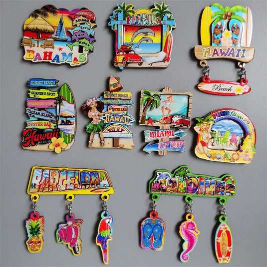 Mexico Cuba Philippines Miami Puerto Rico Sri Lanka Malaysia Mauritius London Bus Travel Souvenir Magnetic Wood Fridge Sticker - Grand Goldman