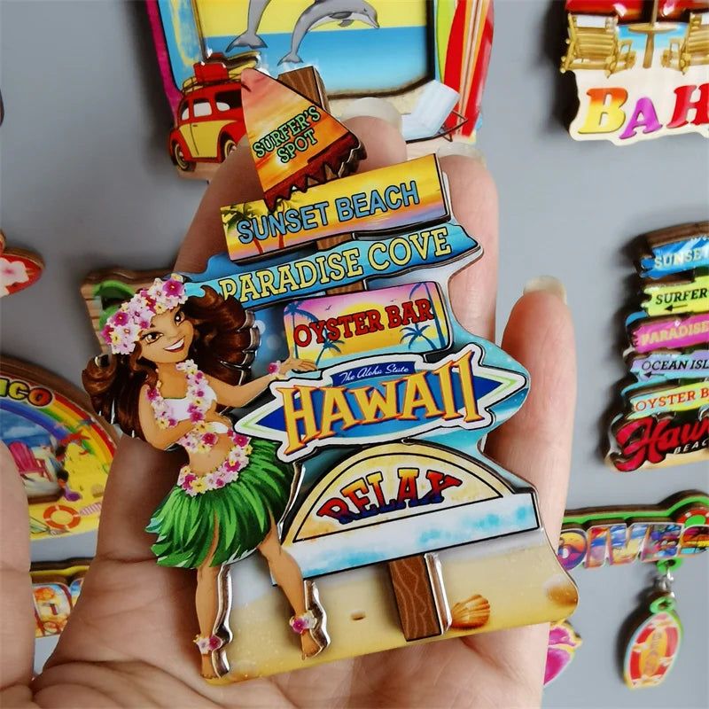 Mexico Cuba Philippines Miami Puerto Rico Sri Lanka Malaysia Mauritius London Bus Travel Souvenir Magnetic Wood Fridge Sticker - Grand Goldman