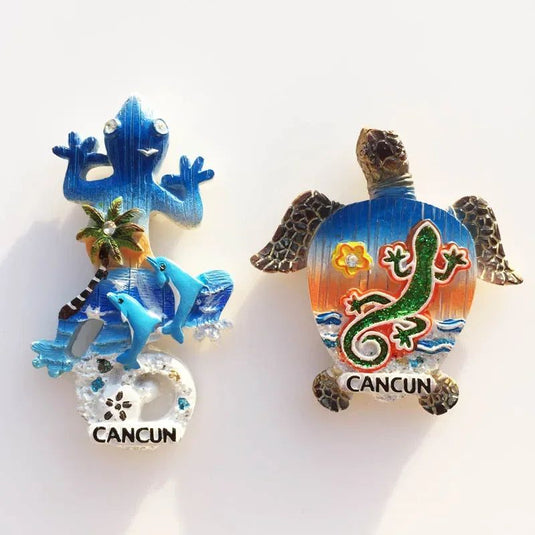 Mexico Fridge Magnets Cancun Tourist Souvenir 3d Lizard Turtle Magnets for Refrigerators Animal Home Decoration Travel Gifts - Grand Goldman