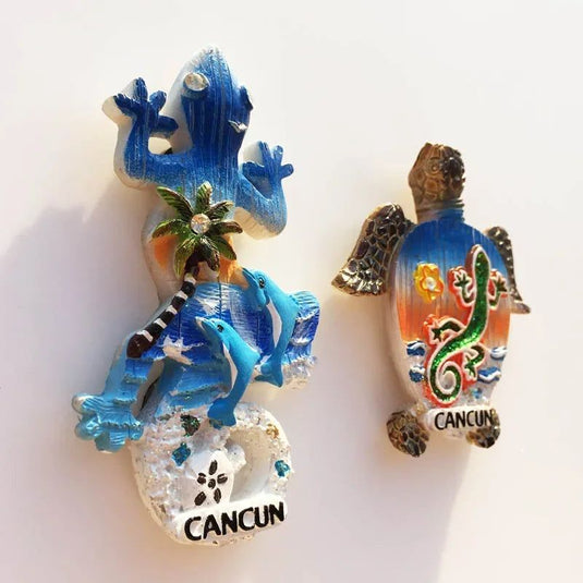 Mexico Fridge Magnets Cancun Tourist Souvenir 3d Lizard Turtle Magnets for Refrigerators Animal Home Decoration Travel Gifts - Grand Goldman