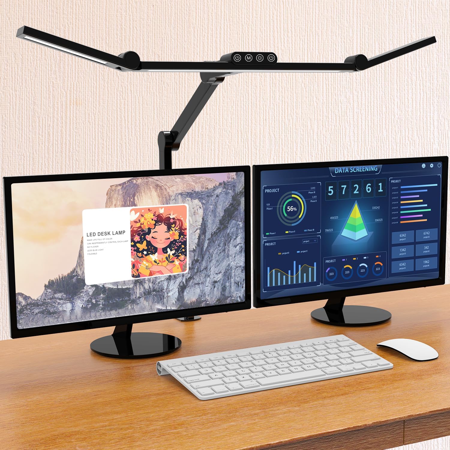 Micomlan Led Desk Lamp with Clamp, Architect Desk Lamp for Home Office with Atmosphere Lighting, 24W Ultra Bright Auto Dimming Desk Light Stepless Dimming and Tempering LED Table Light - Grand Goldman
