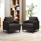 Mid-Century Accent Chair,Modern Linen Fabric Armchair for Living Room,Comfy Upholstered Reading Accent Chairs for Bedroom,Single Sofa Chair with Wood Legs (Grey, 1 Pack) - Grand Goldman