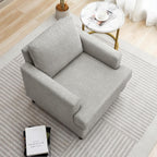 Mid-Century Accent Chair,Modern Linen Fabric Armchair for Living Room,Comfy Upholstered Reading Accent Chairs for Bedroom,Single Sofa Chair with Wood Legs (Grey, 1 Pack) - Grand Goldman