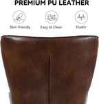 Mid Century Modern Accent Chair, PU Leather Upholstered Tufted Button Chairs, Living Room Reading Wingback Armchair, Side Chair for Living Room Bedroom, Brown - Grand Goldman