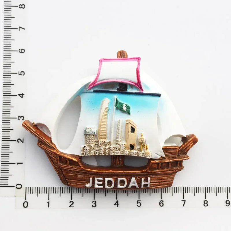 Middle East Saudi Arabia Fridge Magnet Bahrain Dammam Madinah Makkah Buraydah Tourism Decoration Resin Refrigerator Sticker - Grand Goldman
