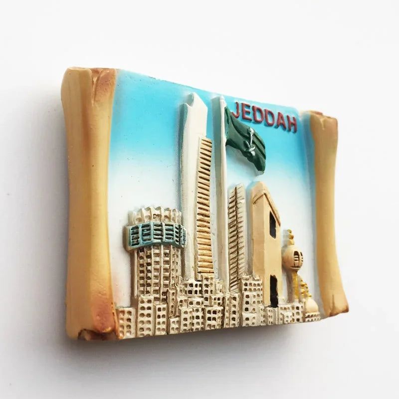 Middle East Saudi Arabia Fridge Magnet Bahrain Dammam Madinah Makkah Buraydah Tourism Decoration Resin Refrigerator Sticker - Grand Goldman