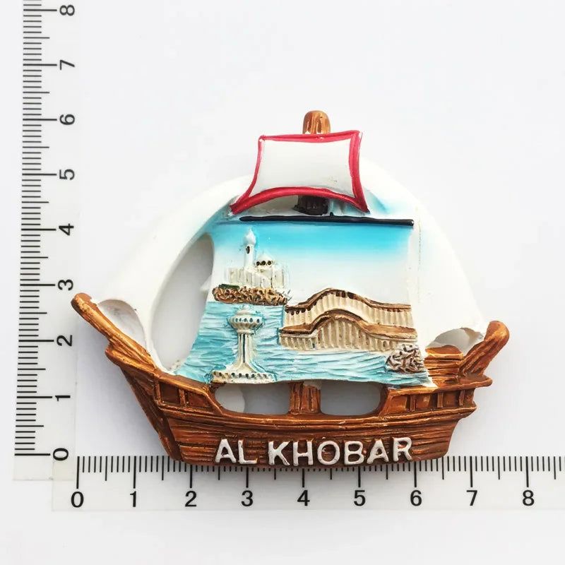 Middle East Saudi Arabia Fridge Magnet Bahrain Dammam Madinah Makkah Buraydah Tourism Decoration Resin Refrigerator Sticker - Grand Goldman