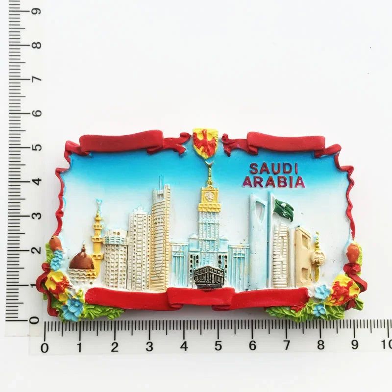 Middle East Saudi Arabia Fridge Magnet Bahrain Dammam Madinah Makkah Buraydah Tourism Decoration Resin Refrigerator Sticker - Grand Goldman