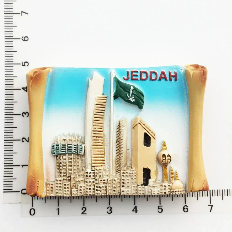 Middle East Saudi Arabia Fridge Magnet Bahrain Dammam Madinah Makkah Buraydah Tourism Decoration Resin Refrigerator Sticker - Grand Goldman